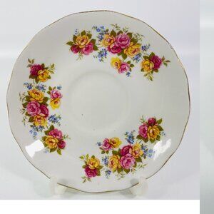 Royal Vale made in England Pink & Yellow roses saucer.